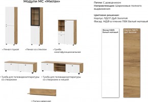 Гостиная Милан Дуб Золотой/Белый матовый в Копейске - kopejsk.mebel74.com | фото 2