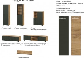 Гостиная Милан Дуб Золотой/Олива Софт в Копейске - kopejsk.mebel74.com | фото 2