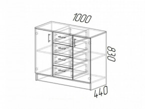 Комод К1000-2Д ЛДСП Дуб Вотан-Белый гладкий в Копейске - kopejsk.mebel74.com | фото 2