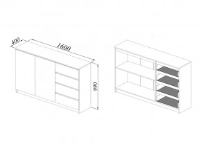 Комод Мори МК1600.1/2 Графит в Копейске - kopejsk.mebel74.com | фото 2