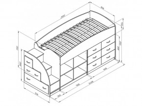 Кровать чердак Дюймовочка 4/1 Голубой в Копейске - kopejsk.mebel74.com | фото 2