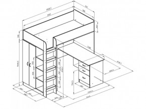 Кровать чердак Теремок 3 Дуб молочный-Оранжевый в Копейске - kopejsk.mebel74.com | фото 2