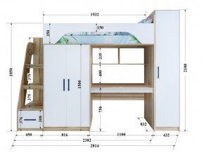 Кровать чердак Тея с пеналом винтерберг-зира в Копейске - kopejsk.mebel74.com | фото 2