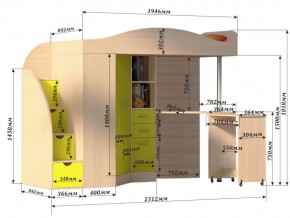 Кровать чердак Юниор 4 венге-бодега в Копейске - kopejsk.mebel74.com | фото 3