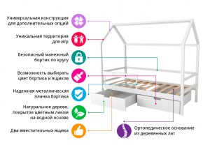 Кровать-домик Svogen с фото с ящиками и бортиком бежевый/зверята в Копейске - kopejsk.mebel74.com | фото 2