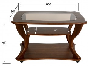 Стол журнальный Маэстро со стеклом СЖС-02 орех в Копейске - kopejsk.mebel74.com | фото 2
