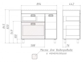 Тумба под умывальник Elen 90 Куб Cube с 2 верхними ящиками В2 в Копейске - kopejsk.mebel74.com | фото 3